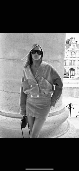 Milan real suede leather skirt