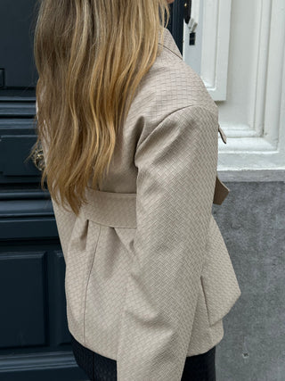 Èternelle cargo knitted leather jacket
