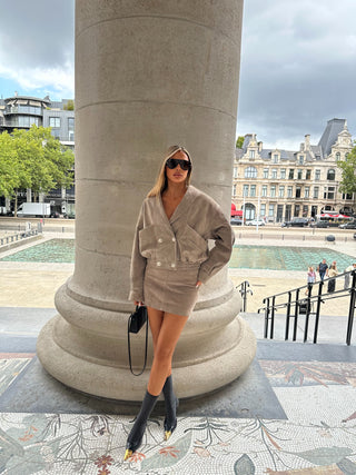 Milan real suede leather skirt
