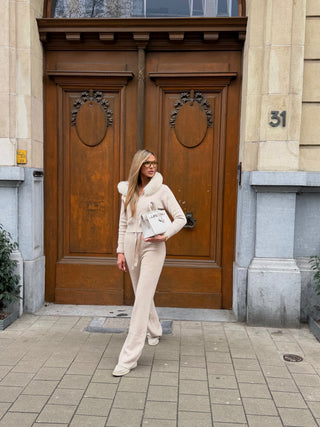 Ambere Beige cashmere & Wool Tracksuit Set