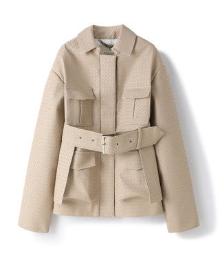 Èternelle cargo knitted leather jacket