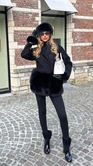 Helsa Black Cashmere fur coat