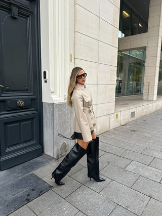 Èternelle cargo knitted leather jacket