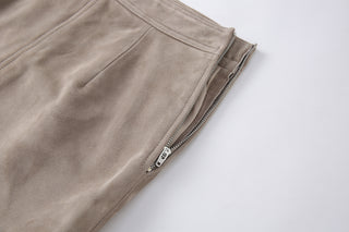 Milan real suede leather skirt