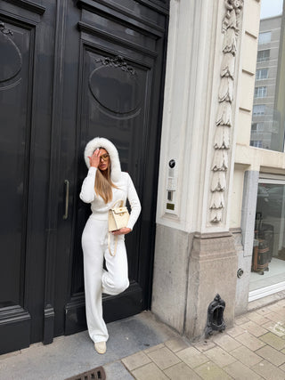 Ambere White cashmere & Wool Tracksuit Set