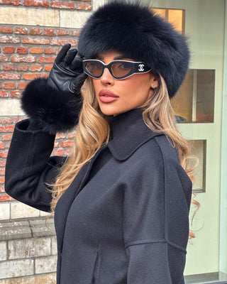 Fur leather gloves