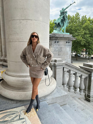 Milan real suede leather skirt