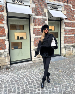 Helsa Black Cashmere fur coat