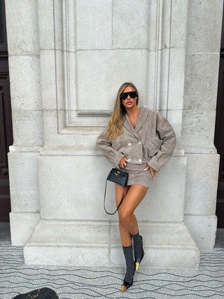 Milan real suede leather skirt