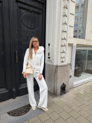 Ambere White cashmere & Wool Tracksuit Set